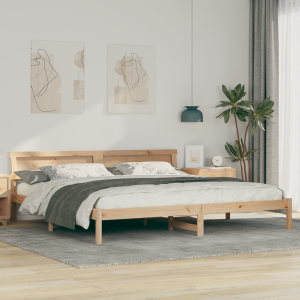 vidaXL Bedframe met hoofdeinde Bruin 180 x 200 cm Massief grenenhout