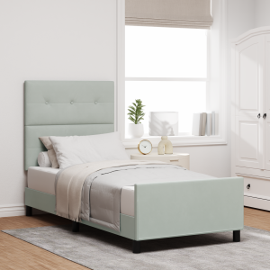 vidaXL Boxspringbed met hoofdeinde Lichtgrijs 100 x 200 cm Fluweel