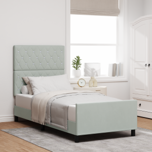 vidaXL Boxspringbed met hoofdeinde Lichtgrijs 100 x 200 cm Fluweel