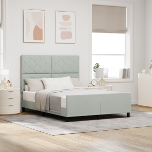 vidaXL Boxspringbed met hoofdeinde Lichtgrijs 140 x 200 cm Fluweel