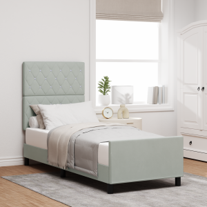 vidaXL Boxspringbed met hoofdeinde Lichtgrijs 80 x 200 cm Fluweel