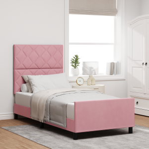 vidaXL Bedframe fluweel roze 100x200 cm