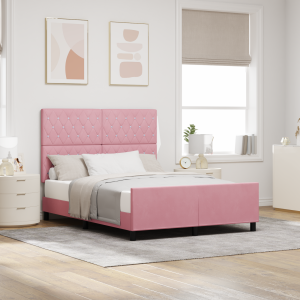vidaXL Bedframe fluweel roze 160x200 cm