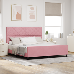 vidaXL Bedframe fluweel roze 180x200 cm