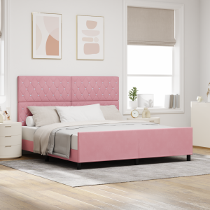 vidaXL Bedframe fluweel roze 180x200 cm