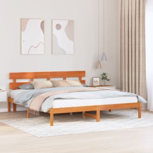 vidaXL Bedframe met hoofdeinde Bruin 200 x 200 cm Massief grenenhout