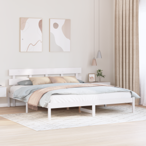 vidaXL Bedframe met hoofdeinde Wit 200 x 200 cm Massief grenenhout