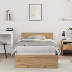 vidaXL Bedframe Artisan Eiken 203 x 104 x 70 cm Bewerkt hout