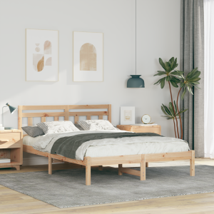 vidaXL Bedframe met hoofdeinde Bruin 120 x 200 cm Massief grenenhout
