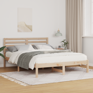 vidaXL Bedframe met hoofdeinde Bruin 140 x 190 cm Massief grenenhout