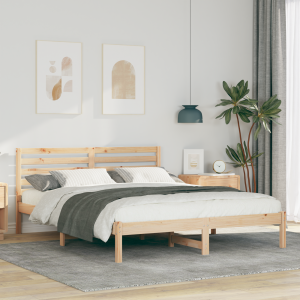 vidaXL Bedframe met hoofdeinde Bruin 150 x 200 cm Massief grenenhout