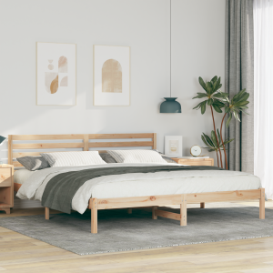 vidaXL Bedframe met hoofdeinde Bruin 200 x 200 cm Massief grenenhout
