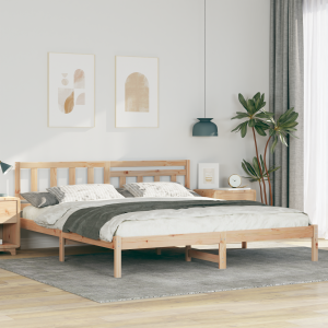 vidaXL Bedframe met hoofdeinde Bruin 200 x 200 cm Massief grenenhout