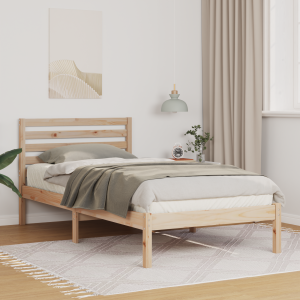 vidaXL Bedframe met hoofdeinde Bruin 75 x 190 cm Massief grenenhout