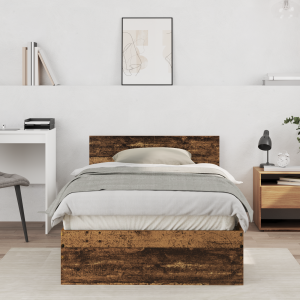 vidaXL Bedframe met hoofdeinde Oudhout 203 x 104 x 70 cm Bewerkt hout