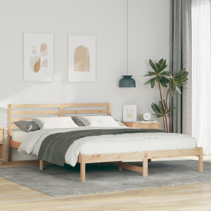 vidaXL Bedframe met hoofdeinde Verstelbaar Bruin 160 x 220 cm Massief grenenhout