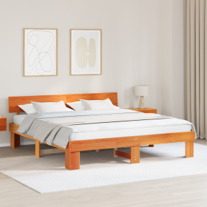 vidaXL Bedframe Wasbruin 180 x 200 cm Massief grenenhout