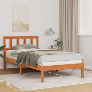 vidaXL Bedframe met hoofdeinde Wasbruin 90 x 190 cm Massief grenenhout