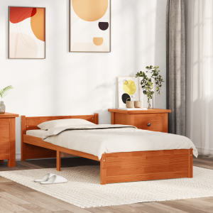 vidaXL Bedframe Wasbruin 205.5 x 95.5 x 51 cm Massief grenenhout
