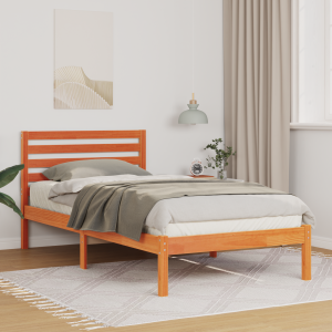vidaXL Bedframe met hoofdeinde Wasbruin 90 x 200 cm Massief grenenhout