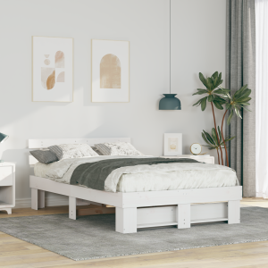 vidaXL Bedframe met hoofdeinde Wit 120 x 200 cm Massief grenenhout