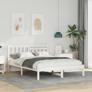 vidaXL Bedframe met hoofdeinde Wit 140 x 190 cm Massief grenenhout