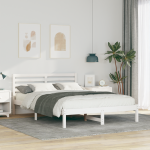vidaXL Bedframe met hoofdeinde Wit 140 x 220 cm Massief grenenhout
