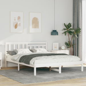 vidaXL Bedframe met hoofdeinde Wit 150 x 200 cm Massief grenenhout