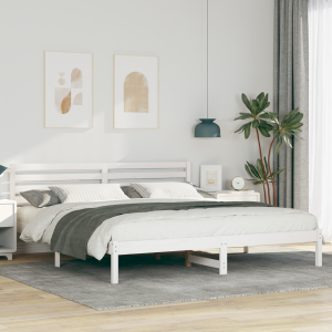 vidaXL Bedframe met hoofdeinde Wit 200 x 200 cm Massief grenenhout