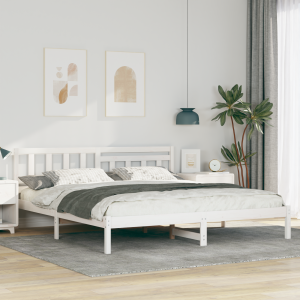 vidaXL Bedframe met hoofdeinde Wit 200 x 200 cm Massief grenenhout