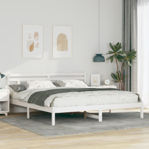 vidaXL Bedframe met hoofdeinde Wit 200 x 200 cm Massief grenenhout