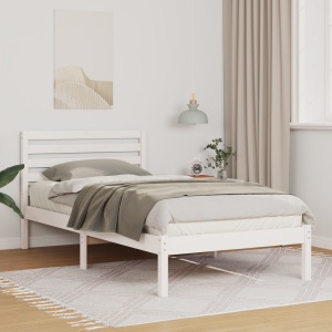 vidaXL Bedframe met hoofdeinde Wit 90 x 200 cm Massief grenenhout
