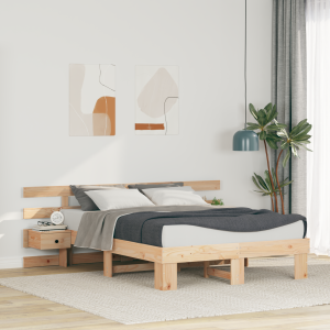 vidaXL Bedframe met lade Bruin 120 x 190 cm Massief grenenhout