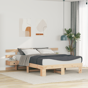 vidaXL Bedframe met lade Bruin 160 x 200 cm Massief grenenhout