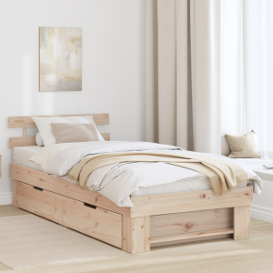 vidaXL Bedframe met hoofdeinde Naturel 100 x 200 cm Massief grenenhout