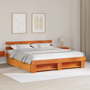 vidaXL Bedframe met lade met hoofdeinde met opslag Wasbruin 180 x 200 cm Massief hout