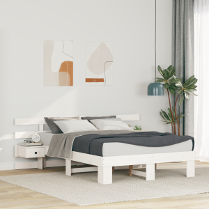 vidaXL Bedframe met lade Wit 120 x 190 cm Massief hout