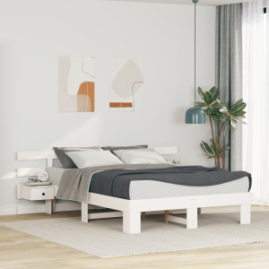 vidaXL Bedframe met hoofdeinde Wit 150 x 200 cm Massief grenenhout