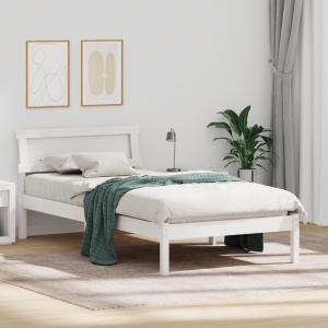 vidaXL Bedframe met hoofdeinde Wit 75 x 190 cm Massief grenenhout