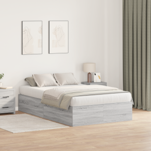 vidaXL Opbergbedframe Grijs Sonoma 120 x 190 cm Bewerkt hout