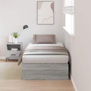 vidaXL Opbergbedframe met opslag Grijs Sonoma 90 x 190 cm Bewerkt hout