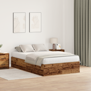vidaXL Opbergbedframe met opslag Oud Hout 120 x 190 cm Bewerkt hout