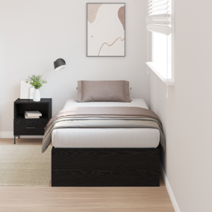 vidaXL Opbergbedframe met opslag Zwart Eiken 100 x 200 cm Bewerkt hout