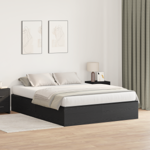 vidaXL Opbergbedframe met opslag Zwart Eiken 150 x 200 cm Bewerkt hout