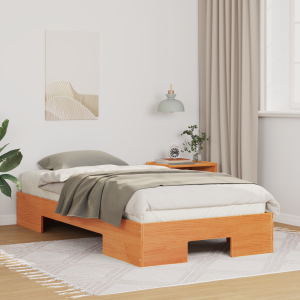 vidaXL Bedframe met opslag Bruin 100 x 200 cm Massief grenenhout