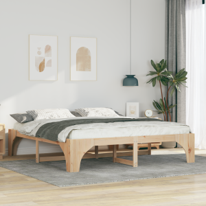 vidaXL Bedframe met opslag Bruin 200 x 200 cm Massief grenenhout
