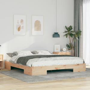 vidaXL Bedframe met opslag Bruin 200 x 200 cm Massief grenenhout