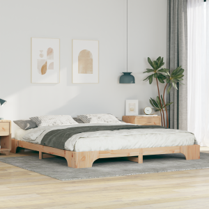 vidaXL Bedframe met opslag Bruin 200 x 220 cm Massief grenenhout