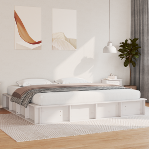 vidaXL Bedframe met opslag Wit 200 x 200 cm Hout