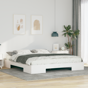 vidaXL Bedframe met opslag Wit 200 x 200 cm Massief grenenhout